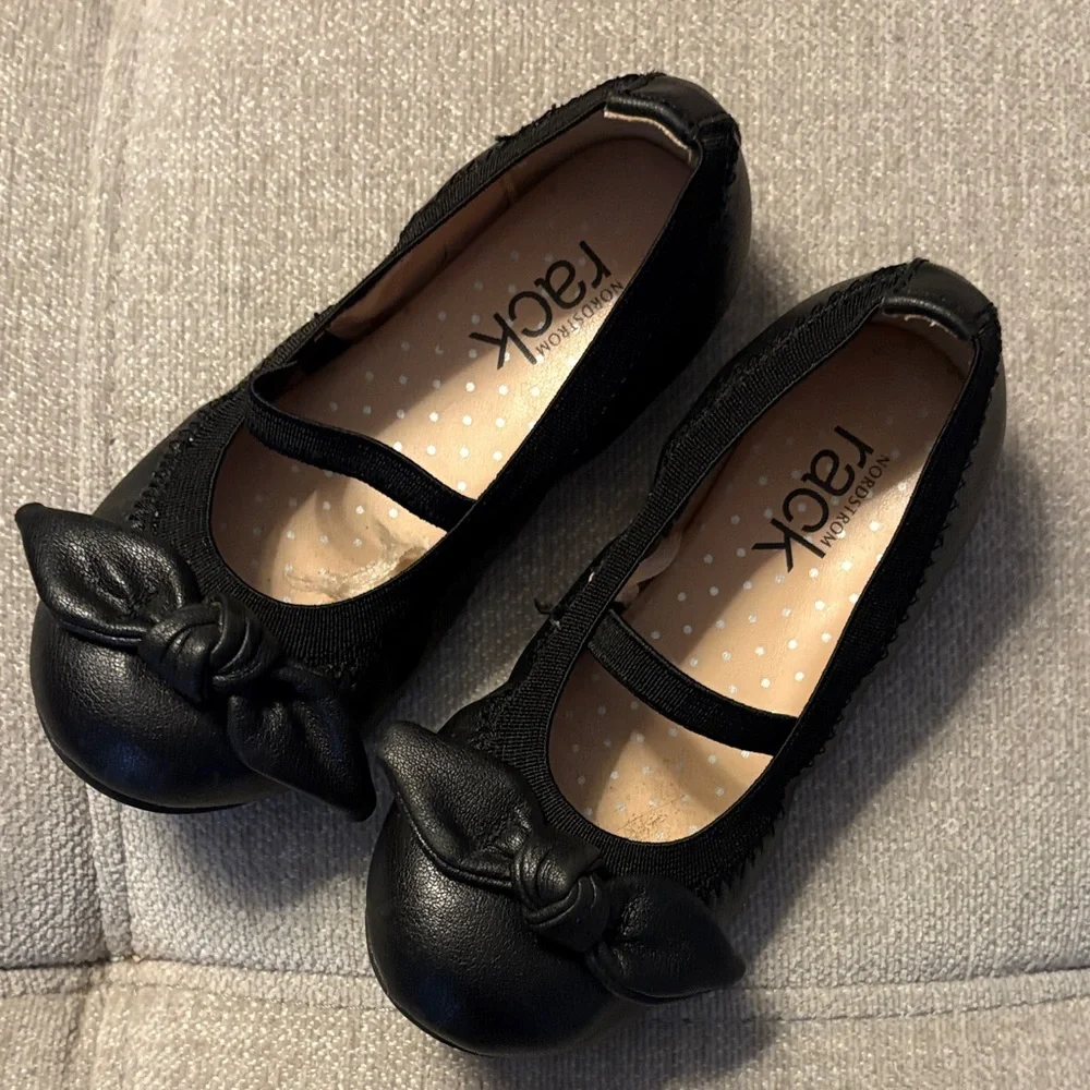 NORDSTROM RACK Emma Ballet Flat with Bow Size 8 Black